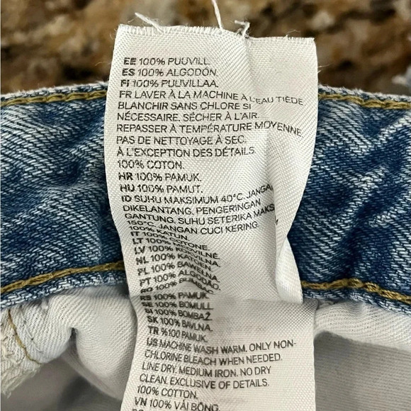 H&M Jeans Women 4 Blue Boyfriend Low Waist Denim Button Fly Grunge Preppy Frayed - Picture 5 of 11